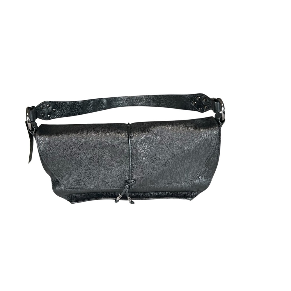 Y2K Via Spiga Shoulder Bag Pebbled Black leather Studded Flap magnetic closure - Picture 3 of 11